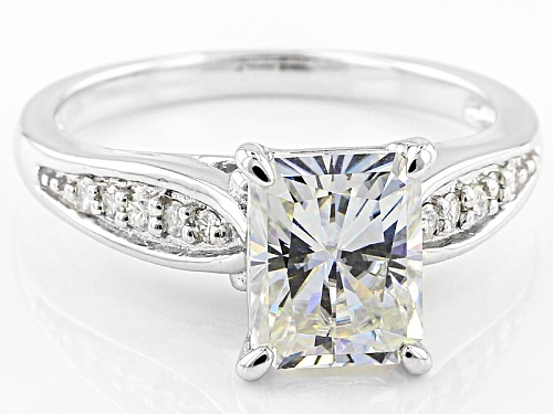 Pre-Owned Moissanite Fire® 2.90ctw Dew Radiant Cut And Round Platineve™ Ring - Size 11