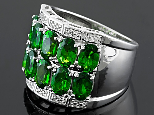 Pre-Owned 4.08ctw Oval Russian Chrome Diopside Sterling Silver Band Ring - Size 9