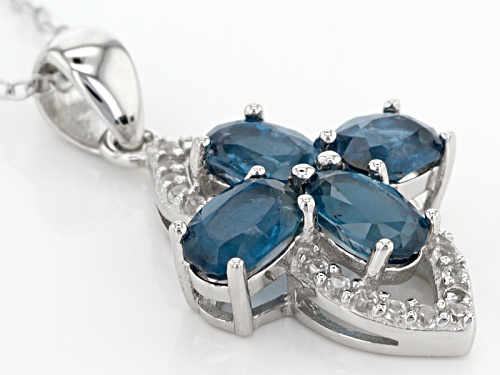 2.00ctw Oval Blue Kyanite And .20ctw Round White Zircon Sterling Silver Pendant With Chain