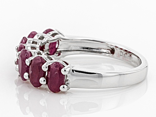 1.86ctw Oval Indian Ruby Rhodium Over Sterling Silver 7-Stone Band Ring - Size 7