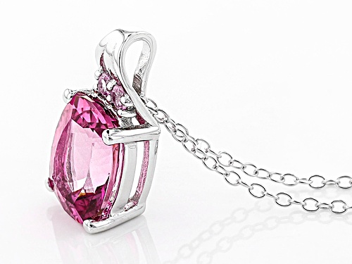 1.93ct Pink Danburite And .06ctw Pink Sapphire Sterling Silver Pendant With Chain