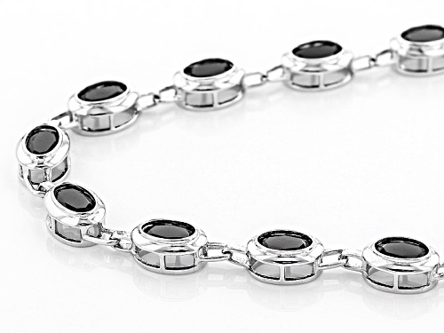 16.43ctw Oval Black Spinel Sterling Silver Necklace - Size 18