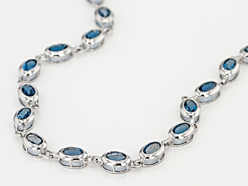 19.00ctw Oval London Blue Topaz Sterling Silver Necklace - Size 18