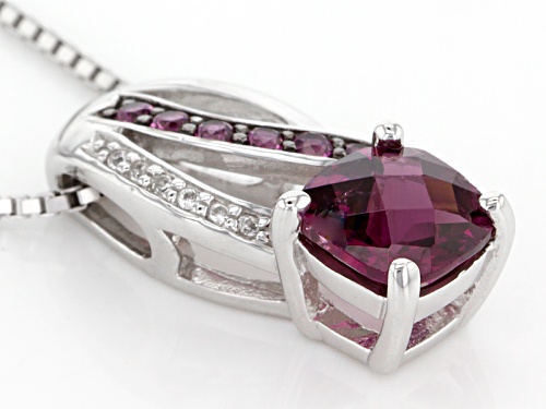 .97ctw Raspberry Color Rhodolite With .03ctw Zircon Rhodium Over Sterling Silver Pendant With Chain