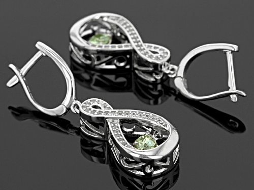 .46ctw Round Tsavorite With .35ctw Round White Zircon Sterling Silver Earrings