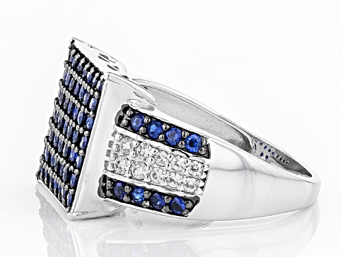 1.02ctw Round Lab Created Blue Spinel With .29ctw Round White Zircon Sterling Silver Ring - Size 5