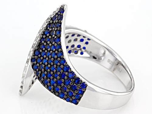1.80ctw Round Lab Created Blue Spinel And .19ctw Round White Topaz Sterling Silver Ring - Size 12