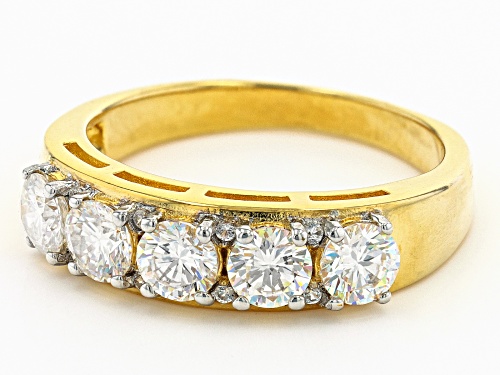 1.70ctw Strontium Titanate & .05ctw White Zircon 18K Yellow Gold Over Silver 5-Stone Ring - Size 8