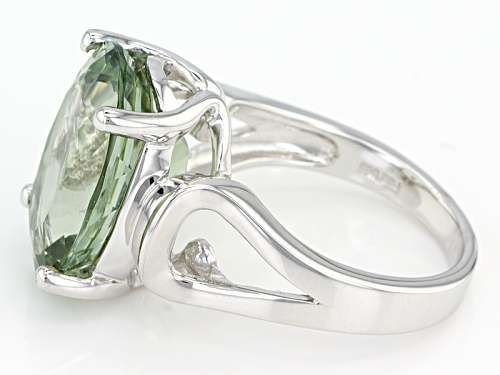 7.27ct Oval Brazilian Green Prasiolite Sterling Silver Solitaire Ring - Size 8