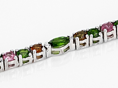 4.77ctw Round And Marquise Multi-Tourmaline Sterling Silver Bracelet - Size 8