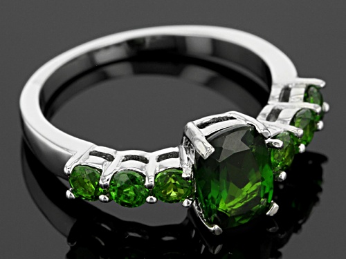 1.75ctw Rectangular Cushion And Round Russian Chrome Diopside Sterling Silver Ring - Size 11