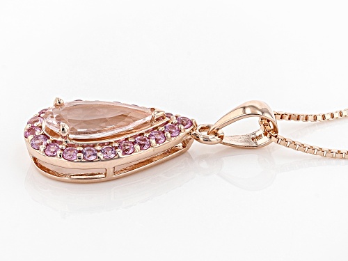1.27ct Morganite With .51ctw Pink Sapphire 18k Rose Gold Over Sterling Silver Pendant With Chain