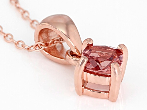 .59ct square cushion pink garnet solitaire 18k rose gold over silver pendant with chain