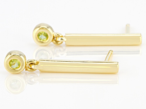 0.14ctw Round Manchurian Peridot™ 18k Yellow Gold Over Sterling Silver Drop Earrings