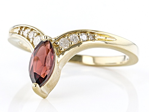0.65ct Marquise Vermelho Garnet™ With 0.08ctw White Diamond Accent 18k Yellow Gold Over Silver Ring - Size 8