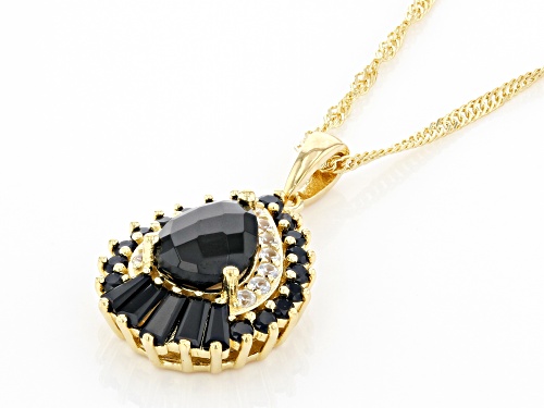 3.01ctw Mixed Shapes Black Spinel and  White Zircon 18k Yellow Gold Over Silver Pendant/Chain