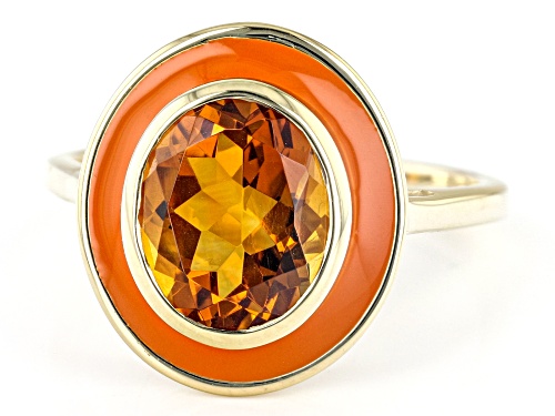 1.91ct Oval Madeira Citrine With Orange Enamel 18k Yellow Gold Over Sterling Silver Ring - Size 8