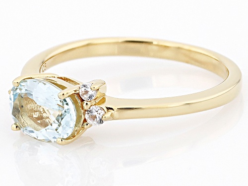 0.85ct Aquamarine With 0.15ctw White Zircon 18k Yellow Gold Over Sterling Silver Ring - Size 8