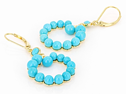 5-3mm Graduated Blue Kingman Turquoise 18k Yellow Gold Over Sterling Silver Earrings