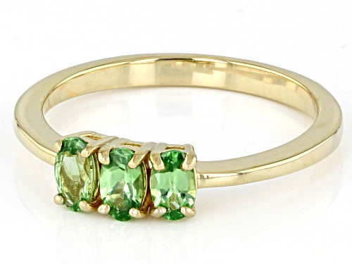 0.55ctw Tsavorite 18k Yellow Gold Over Sterling Silver 3-Stone Ring - Size 10