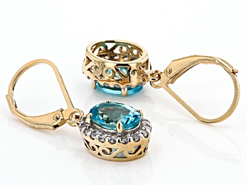 2.99ctw Blue Apatite And White Zircon 18k Gold Over Sterling Silver Earrings
