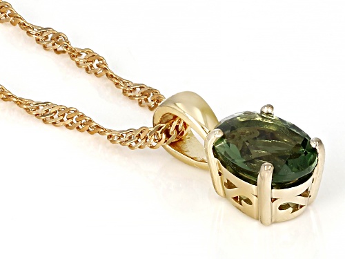 0.78ct Oval Moldavite 18k Yellow Gold Over Sterling Silver Solitaire Pendant With Chain