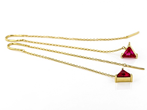 2.18ctw Lab Created Ruby 18k Yellow Gold Over Sterling Silver Threader 3.25