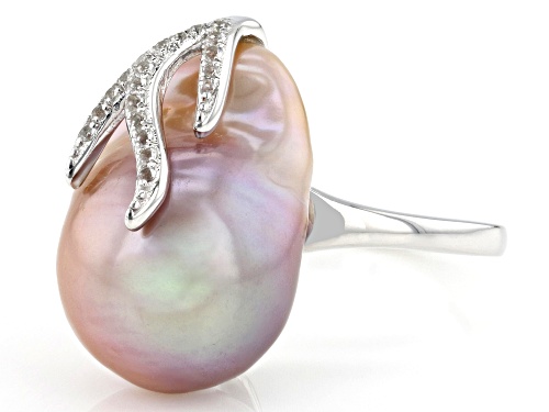 Genusis™ 11-14mm Multi-Color Cultured Freshwater Pearl With Topaz Rhodium Over Sterling Silver Ring - Size 8