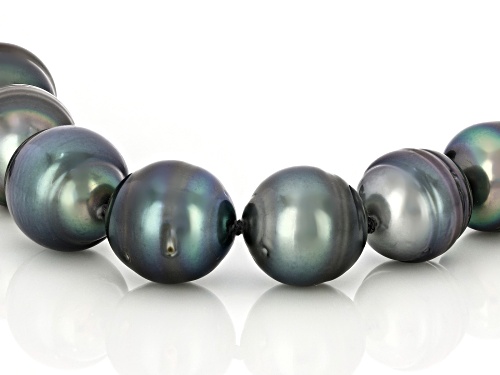 10-12mm Multi-Color Cultured Tahitian Pearl Rhodium Over Sterling Silver Bracelet