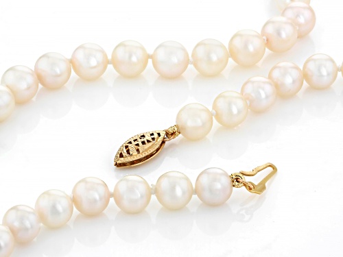 6mm White Cultured Japanese Akoya Pearl 14k Yellow Gold 18 Inch Strand Necklace - Size 18