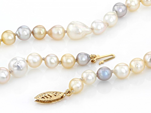 5-8mm Multi-Color Cultured Japanese Akoya Pearl 14k Yellow Gold 18 Inch Strand Necklace - Size 18