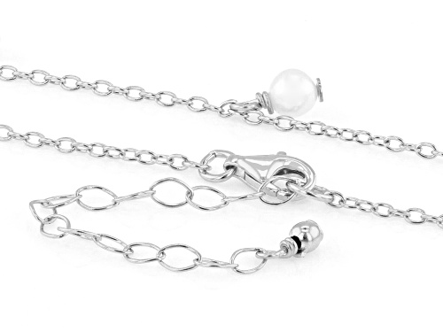 4.5mm White Cultured Freshwater Pearl Rhodium Over Sterling Silver 16 Inch Necklace