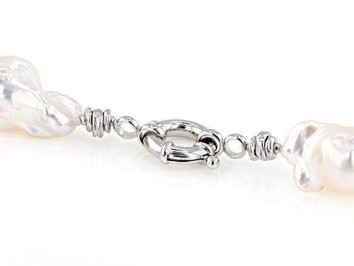 Genusis™ 13-15mm White Cultured Freshwater Pearl Rhodium Over Sterling Silver 20 Inch Necklace - Size 20