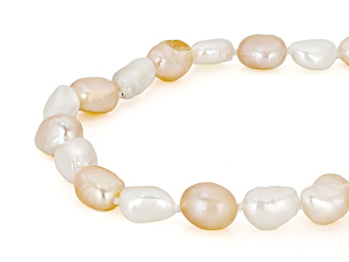 7.5mm White & Peach Cultured Freshwater Pearl 32 Inch Endless Strand Necklace - Size 32