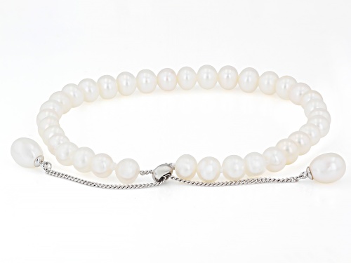 5mm White Cultured Freshwater Pearl Sterling Silver Bracelet