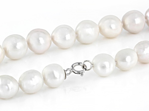 10mm White Cultured Freshwater Pearl Sterling Silver 18 Inch Necklace - Size 18