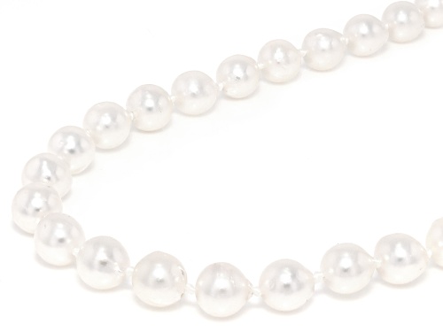 7.5mm White Cultured Japanese Akoya Pearl Sterling Silver 18 Inch Necklace - Size 18