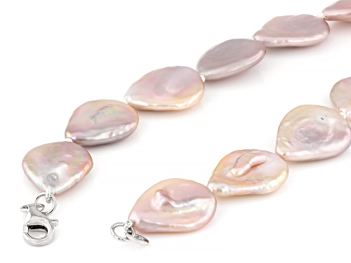 13-15mm Lavender Cultured Freshwater Pearl Rhodium Over Sterling Silver 20 Inch Strand Necklace - Size 20