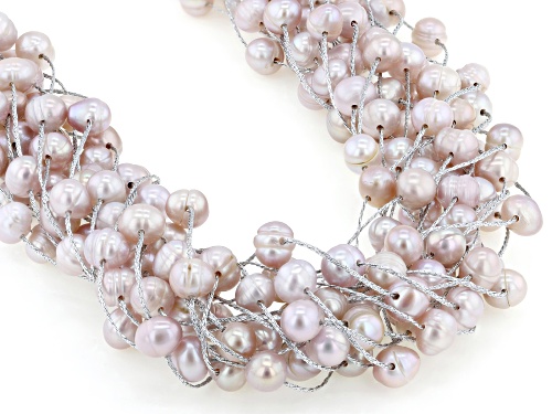 6mm Purple Cultured Freshwater Pearl Sterling Silver 18 Inch Necklace - Size 18