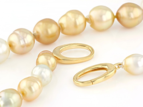 9-12mm Multi-Color Cultured South Sea Pearl 18k Yellow Gold Over Sterling Silver 20 Inch Necklace - Size 20