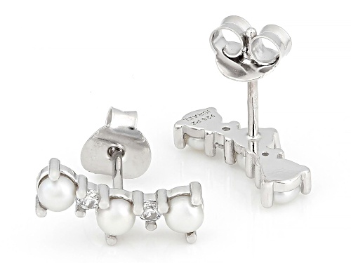 2mm White Cultured Freshwater Pearl and Bella Luce® Rhodium Over Sterling Silver Earrings