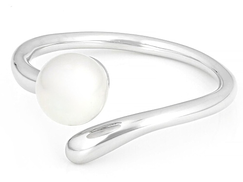 6mm White Cultured Freshwater Pearl Sterling Silver Bypass Ring - Size 9