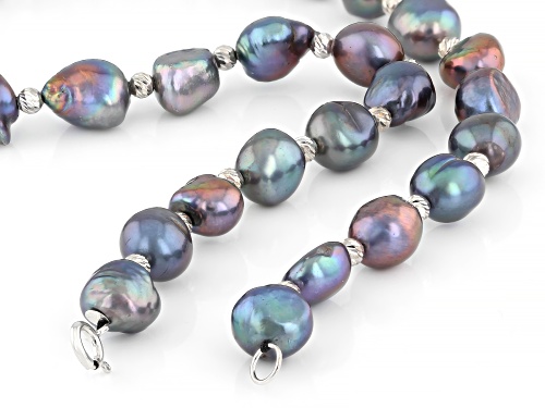 Genusis™ 10-11.5mm Black Cultured Freshwater Pearl Sterling Silver 18 Inch Strand Necklace - Size 18