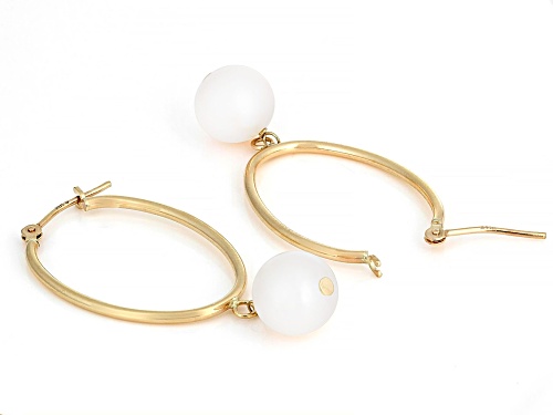 8mm White Cultured Freshwater Pearl 14k Yellow Gold Earrings