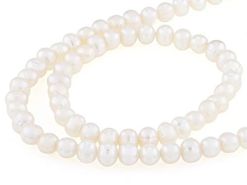 6mm White Cultured Freshwater Pearl 30 Inch Strand Necklace and Bracelet Set