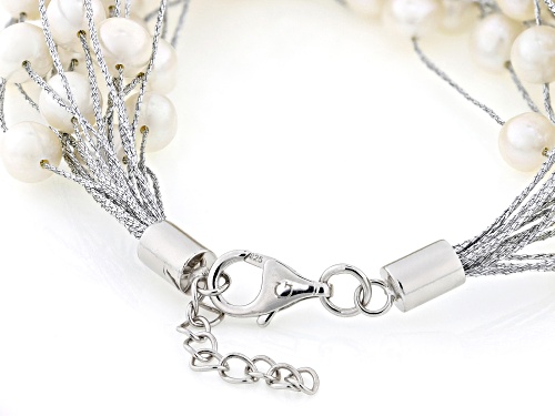 5mm White Cultured Freshwater Pearl Sterling Silver Bracelet