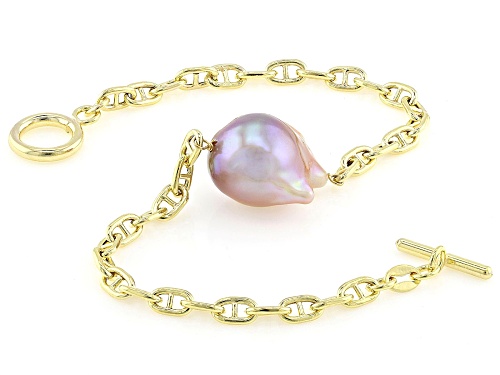 Genusis™ 15-16mm Pink Cultured Freshwater Pearl 18k Yellow Gold Over Sterling Silver Bracelet - Size 8