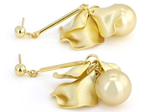 11mm Golden Cultured Freshwater Pearl 18k Yellow Gold Over Sterling Silver Earrings