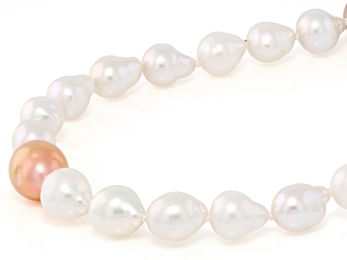 Genusis™ 6-9mm Multi-Color Cultured Freshwater Pearl Rhodium Over Sterling Silver 36 Inch Necklace - Size 36