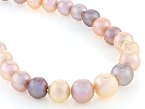 Genusis™ 10-13mm Multi-Color Cultured Freshwater Pearl Rhodium Over Sterling Silver 20 Inch Strand - Size 20